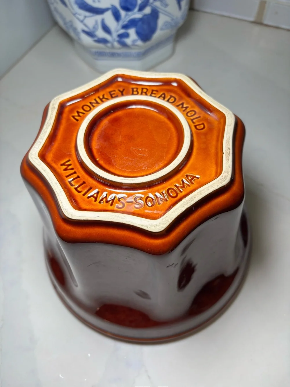 Vintage Williams Sonoma Monkey Bread Mold Brown Glazed Ceramic Baking Pan 8